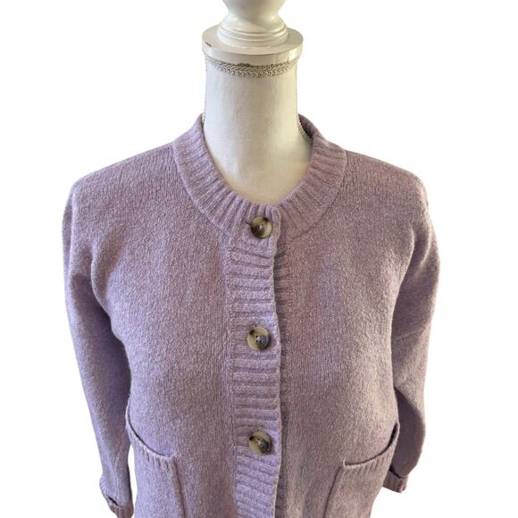 Madewell Colburne Cropped Cardigan Sweater Heather Orchid S - Picture 3 of 8